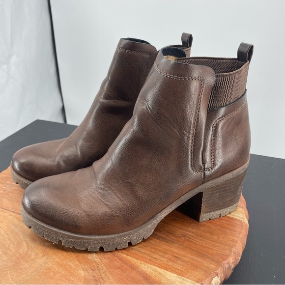 Korks Elsie Ankle Chunky Heel Boots in Brown Women Size 8.5 faux leather - Picture 3 of 8